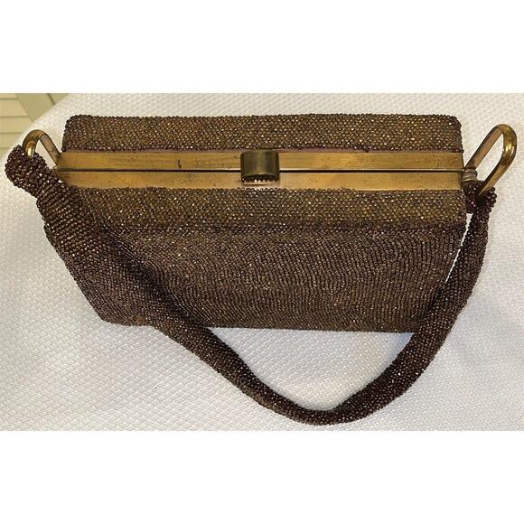 Vintage Original Fre-Mor Collection Copper Tone Beaded Evening Bag Art Deco - Picture 3 of 6